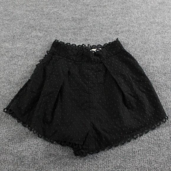 Zimmermann Shorts Womens 6 1 Linen Mini Black High Waist Lace Trim Quiet Luxury - Picture 1 of 8